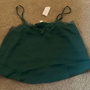 Green lace trim cami size small never been worn